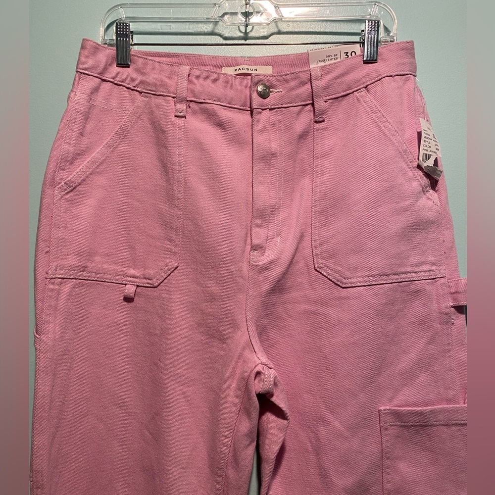 Pacsun Women's 90's BF Carpenter Size 30 Pink Lavender Jeans Pants NWT - Picture 2 of 13